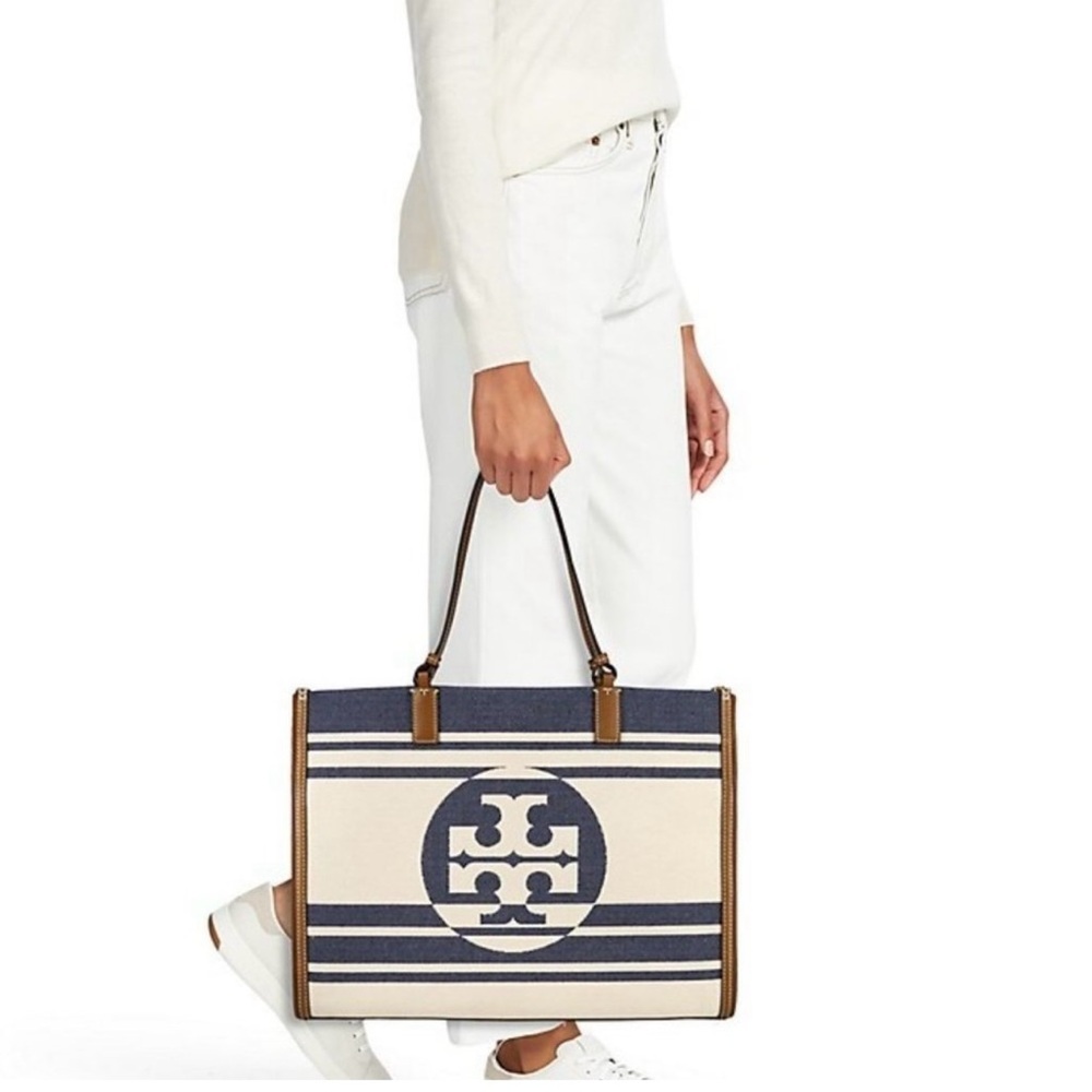❤️‍🔥TORY BURCH Ella Jacquard Stripes Tote NWT❤️‍🔥